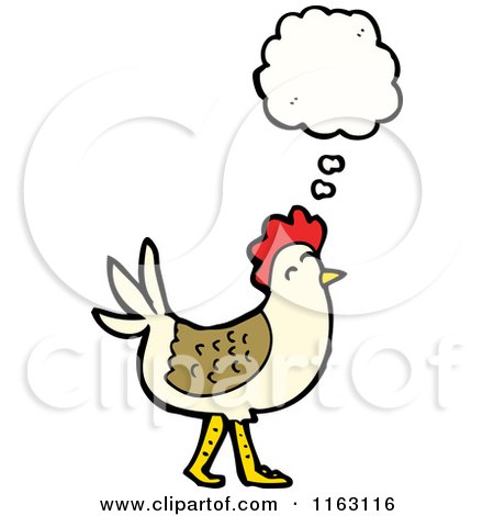 Cartoon of a Thinking Hen Chicken - Royalty Free Vector Illustration by lineartestpilot