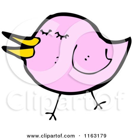 Cartoon of a Pink Bird - Royalty Free Vector Illustration by lineartestpilot