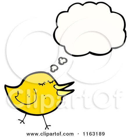 Cartoon of a Thinking Yellow Bird - Royalty Free Vector Illustration by lineartestpilot