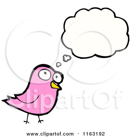 Cartoon of a Thinking Pink Bird - Royalty Free Vector Illustration by lineartestpilot