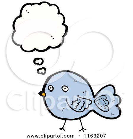 Cartoon of a Thinking Bluebird - Royalty Free Vector Illustration by lineartestpilot