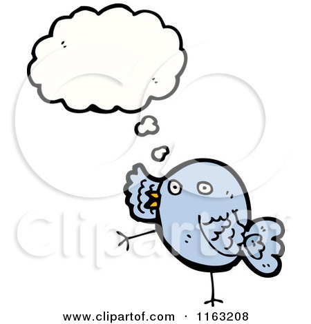 Cartoon of a Thinking Bluebird - Royalty Free Vector Illustration by lineartestpilot