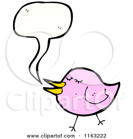 Cartoon of a Talking Pink Bird - Royalty Free Vector Illustration by lineartestpilot