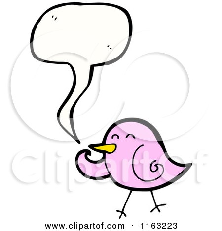 Cartoon of a Talking Pink Bird - Royalty Free Vector Illustration by lineartestpilot