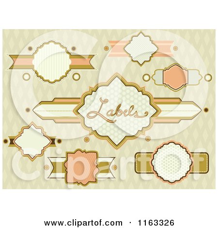 Cartoon of Vintage Labels over a Diamond Pattern - Royalty Free Vector Clipart by BNP Design Studio