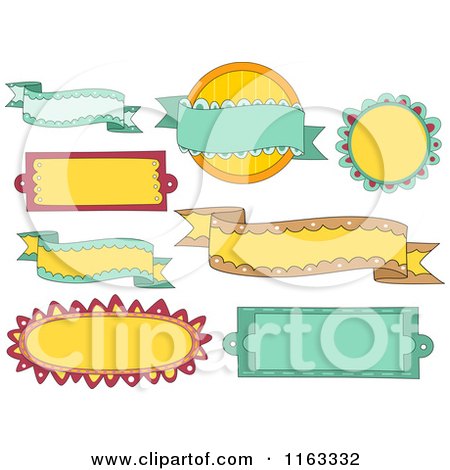 Cartoon of Yellow and Green Frames and Banners - Royalty Free Vector Clipart by BNP Design Studio
