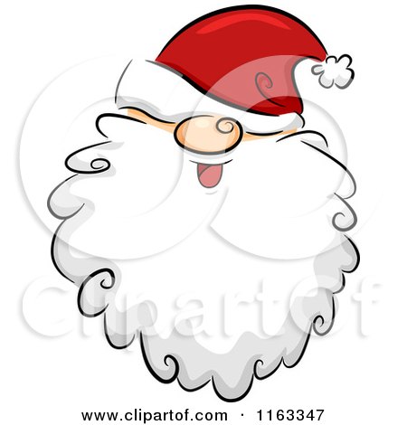 Cartoon of a Happy Bearded Santa Face with His Hat over His Eyes - Royalty Free Vector Clipart by BNP Design Studio