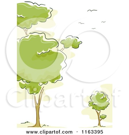 Cartoon of a Background of Trees and Birds - Royalty Free Vector Clipart by BNP Design Studio