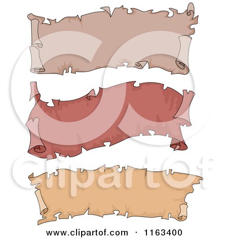Cartoon of Vintage Red and Brown Parchment Scroll Banners - Royalty Free Vector Clipart by BNP Design Studio