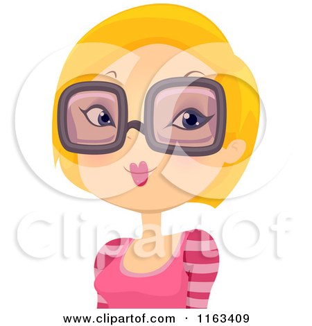 Cartoon of a Blond Woman Wearing Big Eye Glasses - Royalty Free Vector Clipart by BNP Design Studio