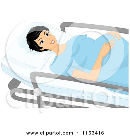 Cartoon of a Pregnant Woman on a Stretcher and Going in to Labor - Royalty Free Vector Clipart by BNP Design Studio