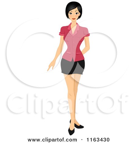 Cartoon of a Beautiful Asian Woman Standing - Royalty Free Vector Clipart by BNP Design Studio