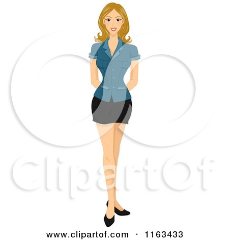 Cartoon of a Blond Woman Standing - Royalty Free Vector Clipart by BNP Design Studio