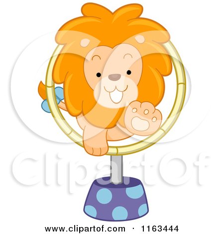 Cartoon of a Circus Lion Jumping Through a Hoop - Royalty Free Vector Clipart by BNP Design Studio