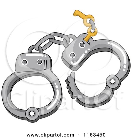 Cartoon of a Pair of Handcuffs with Keys - Royalty Free Vector Clipart by BNP Design Studio