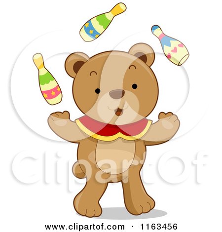 Cartoon of a Cute Circus Bear Juggling - Royalty Free Vector Clipart by BNP Design Studio