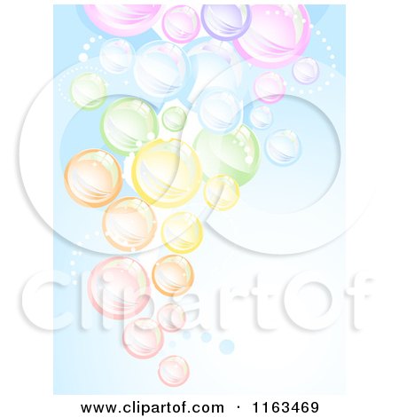 Cartoon of a Background of Colorful Bubbles over Blue - Royalty Free Vector Clipart by BNP Design Studio