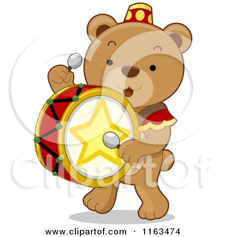 Cartoon of a Cute Circus Drummer Bear - Royalty Free Vector Clipart by BNP Design Studio