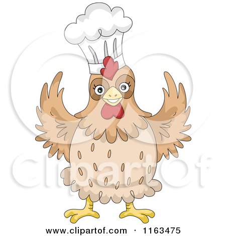 Cartoon of a Happy Chicken Wearing a Chef Hat - Royalty Free Vector Clipart by BNP Design Studio