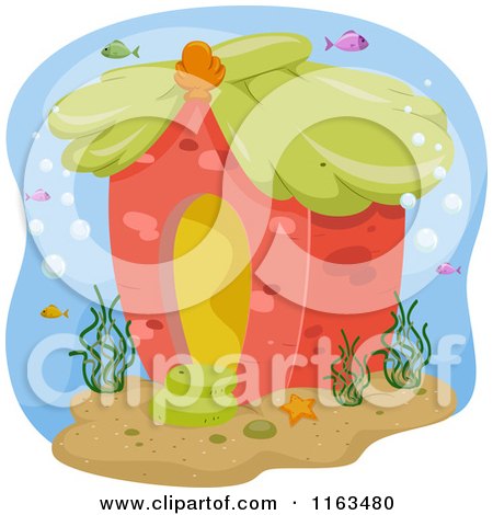 Cartoon of a Sea House Underwater - Royalty Free Vector Clipart by BNP Design Studio