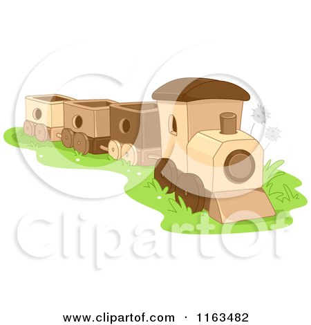 Cartoon of a Wood Toy Train - Royalty Free Vector Clipart by BNP Design Studio