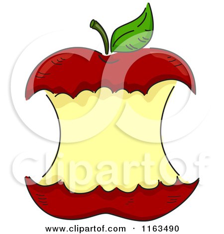 Cartoon of a Red Apple Core with Copyspace - Royalty Free Vector Clipart by BNP Design Studio