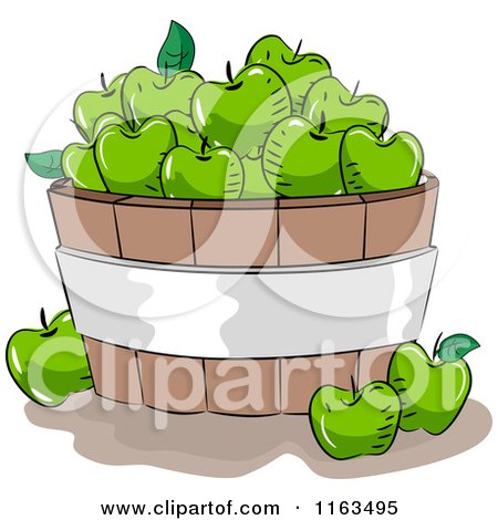 Cartoon of a Bushel of Green Apples - Royalty Free Vector Clipart by BNP Design Studio