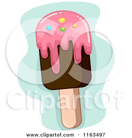 Cartoon of a Popsicle with Pink Syrup - Royalty Free Vector Clipart by BNP Design Studio