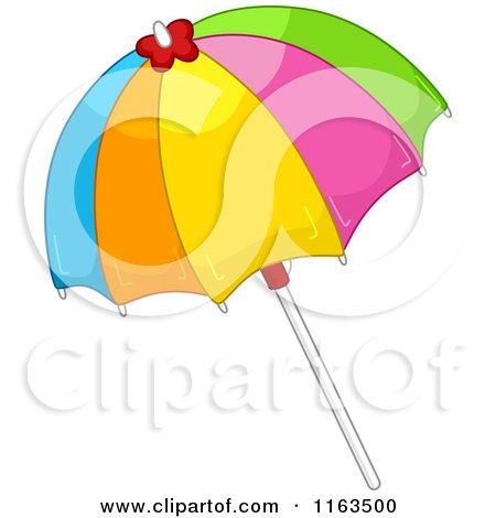 Cartoon of a Colorful Beach Umbrella - Royalty Free Vector Clipart by BNP Design Studio