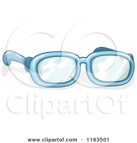 Cartoon of a Pair of Blue Glasses - Royalty Free Vector Clipart by BNP Design Studio
