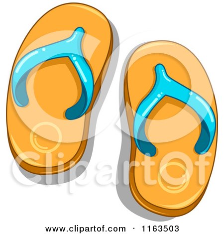 Cartoon of a Pair of Orange and Blue Flip Flops - Royalty Free Vector Clipart by BNP Design Studio