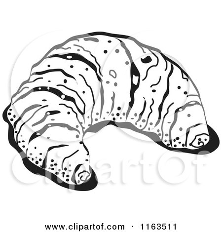 Clipart of a Black and White Croissant - Royalty Free Vector Illustration by Andy Nortnik