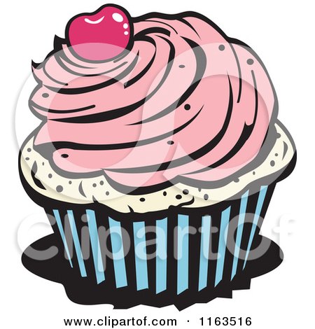 Clipart of a Cupcake with a Cherry on Top - Royalty Free Vector Illustration by Andy Nortnik