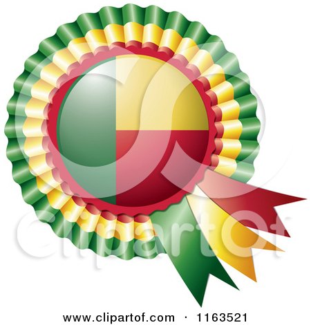 Shiny Benin Flag Rosette Bowknots Medal Award - Royalty Free Vector Illustration by MilsiArt