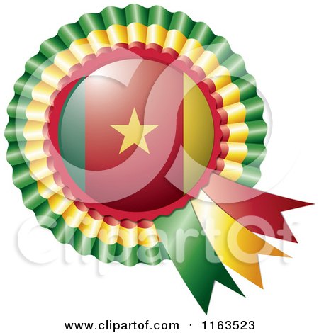 Shiny Cameroon Flag Rosette Bowknots Medal Award - Royalty Free Vector Illustration by MilsiArt