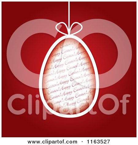 Clipart Of A Hanging Easter Egg With Text Over Red - Royalty Free Vector Illustration by MilsiArt