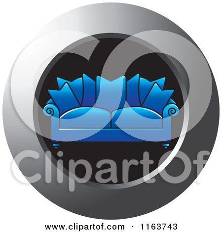 Clipart of a Blue Couch Icon - Royalty Free Vector Illustration by Lal Perera