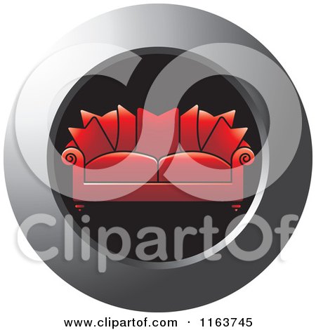 Clipart of a Red Couch Icon - Royalty Free Vector Illustration by Lal Perera