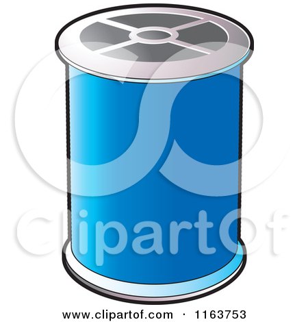 Clipart of a Spool of Blue Sewing Thread - Royalty Free Vector Illustration by Lal Perera