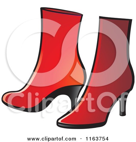 Clipart of a Pair of Red Womens Boots - Royalty Free Vector Illustration by Lal Perera