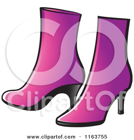 Clipart of a Pair of Purple Womens Boots - Royalty Free Vector Illustration by Lal Perera