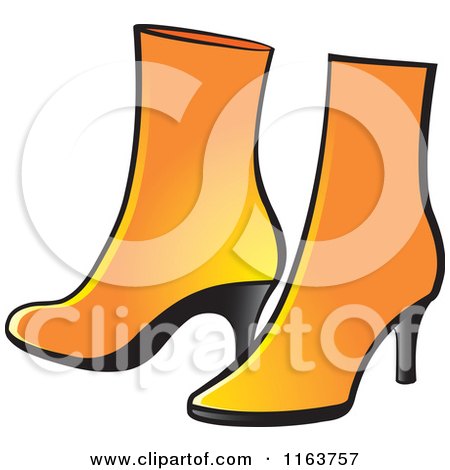 Clipart of a Pair of Orange Womens Boots - Royalty Free Vector Illustration by Lal Perera