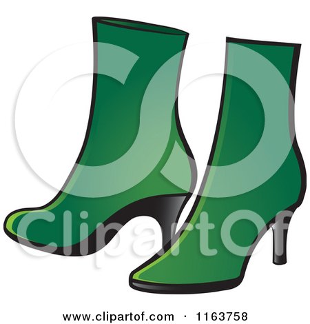 Clipart of a Pair of Green Womens Boots - Royalty Free Vector Illustration by Lal Perera