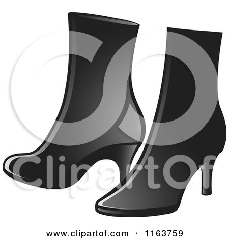 Clipart of a Pair of Black Womens Boots - Royalty Free Vector Illustration by Lal Perera