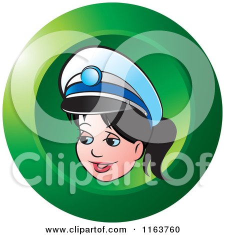 Clipart of a Green Female Security Guard Icon - Royalty Free Vector Illustration by Lal Perera