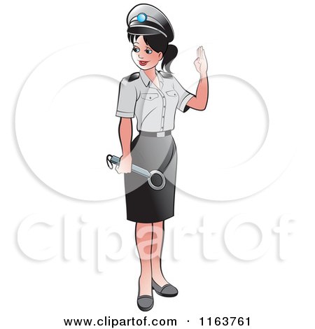 Clipart of a Female Security Guard in a Uniform - Royalty Free Vector Illustration by Lal Perera