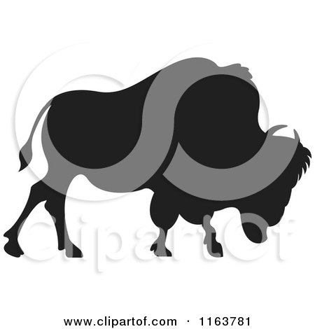 Clipart of a Silhouetted Bison - Royalty Free Vector Illustration by Lal Perera