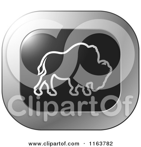Clipart of a Silver Buffalo Icon 2 - Royalty Free Vector Illustration by Lal Perera