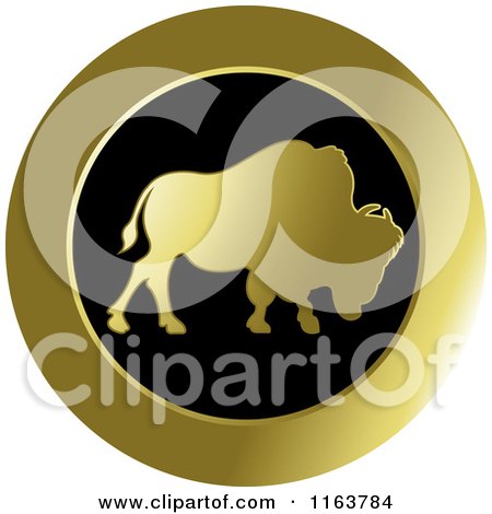 Clipart of a Gold Buffalo Icon 2 - Royalty Free Vector Illustration by Lal Perera