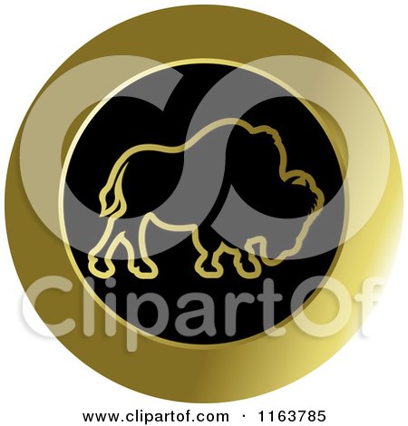 Clipart of a Gold Buffalo Icon - Royalty Free Vector Illustration by Lal Perera